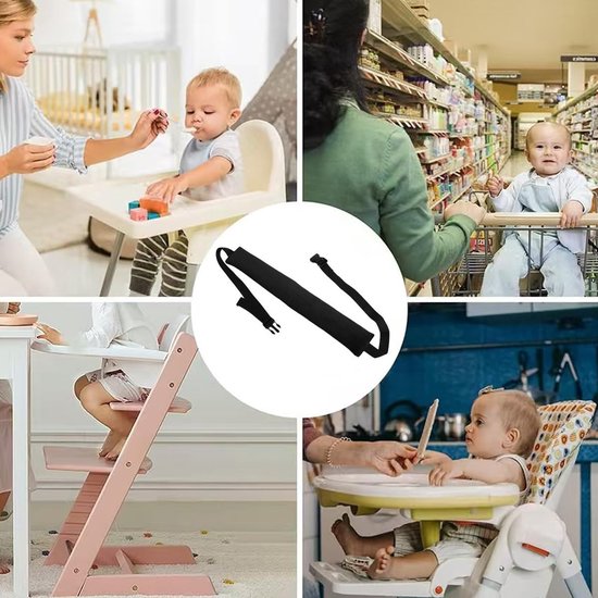 Veiligheidsgordel voor kinderstoel - beschermt baby's - voorkomt vallen - draagbaar - verstelbaar - veiligheidsgordel voor babyzitje - zwart — afbeelding 2