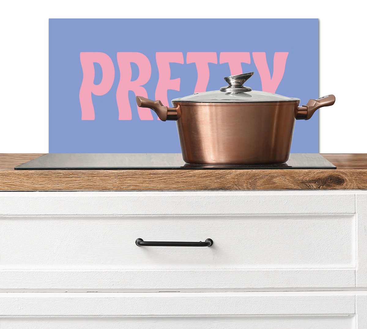 KitchenYeah Spatscherm keuken 60x30 cm Kookplaat achterwand Pretty Roze Blauw Golvend Muurbeschermer Spatwand fornuis Hoogwaardig aluminium