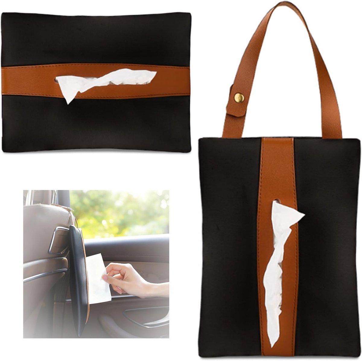 Houder voor Auto met Clip voor Servetten en Zonnebescherming - Organizer voor Achterbank en Accessoires