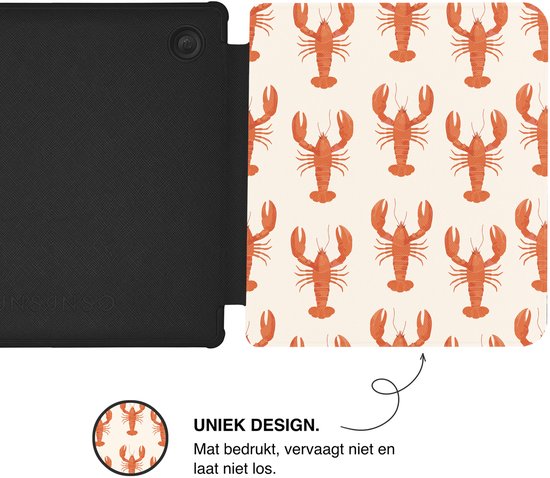 Lunso Geschikt voor Kobo Libra Colour hoesje (7 inch) - Vegan Saffiano Leren Sleep Cover - Catch of the Day van Merkloos — afbeelding 5