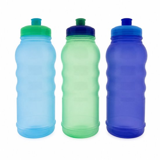 Benza Drinkflessen Set van 3 – 625 ml – Bidons / Sportbidons – Herbruikbare Waterflessen – blauw, groen & donkerblauw – Voor School, Sport, Fitness & Onderweg — afbeelding 2