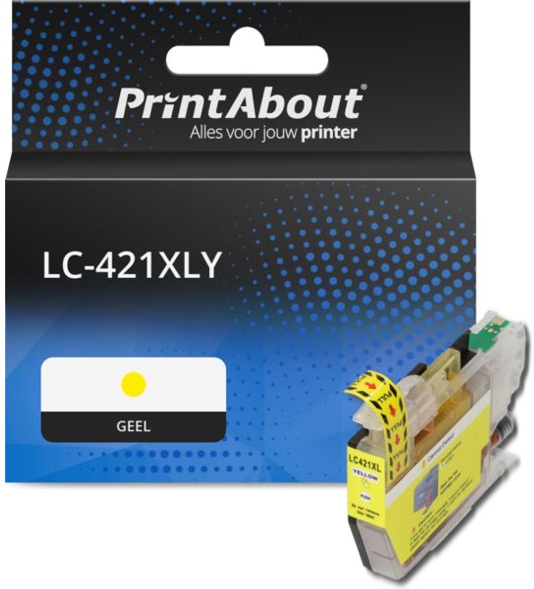 PrintAbout huismerk Inktcartridge LC-421XLY Geel Hoge capaciteit geschikt voor Brother