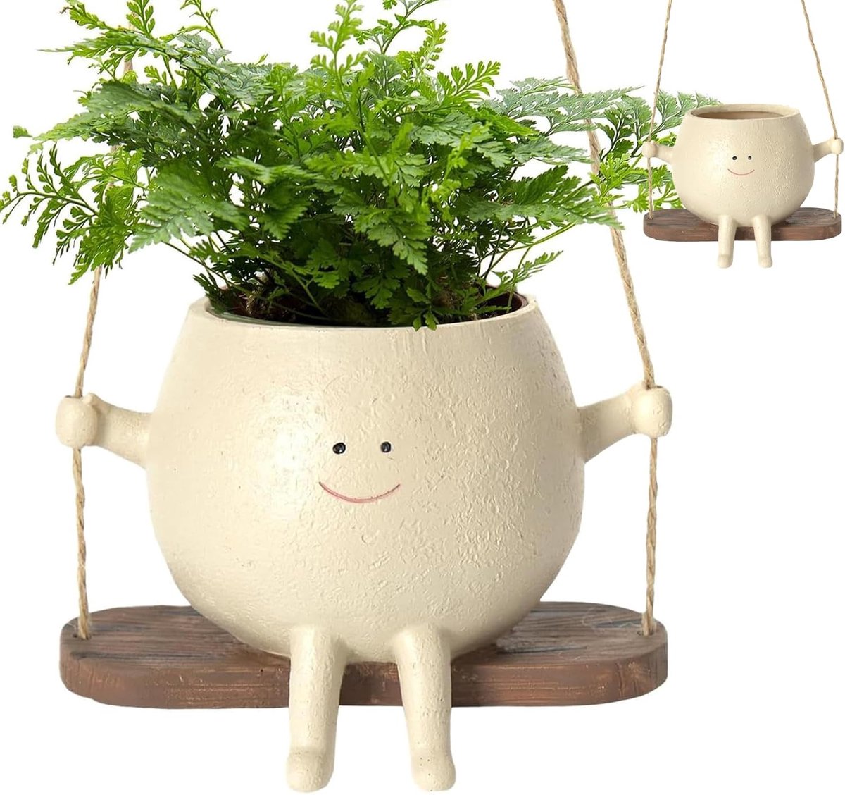 QTTVBTNA – Hangende Bloempot van Hars – Bloempot met Gezicht voor Binnen en Buiten – Decoratieve Plantenpot voor Kamerplanten, Vetplanten, Balkon, Tuin en Woonkamer – Cadeau voor Vrienden, Familie, Moeders en Leraren – Grote
