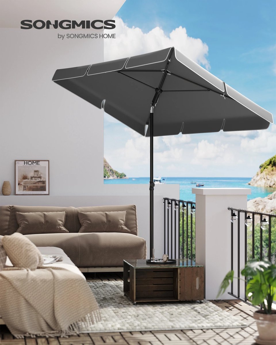 M-Goods - Parasol Balkon - Balkonparasol Kantelbaar - Tuinparasol UV50+ - Verstelbaar - 200x125 cm