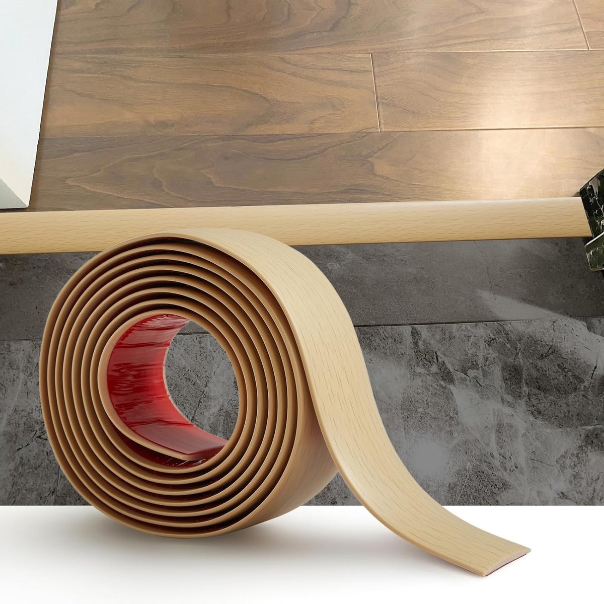 PVC Vloerovergangsstrip van 1m, Zelfklevende Deurverdeler voor Laminaatvloeren, Flat Lamin