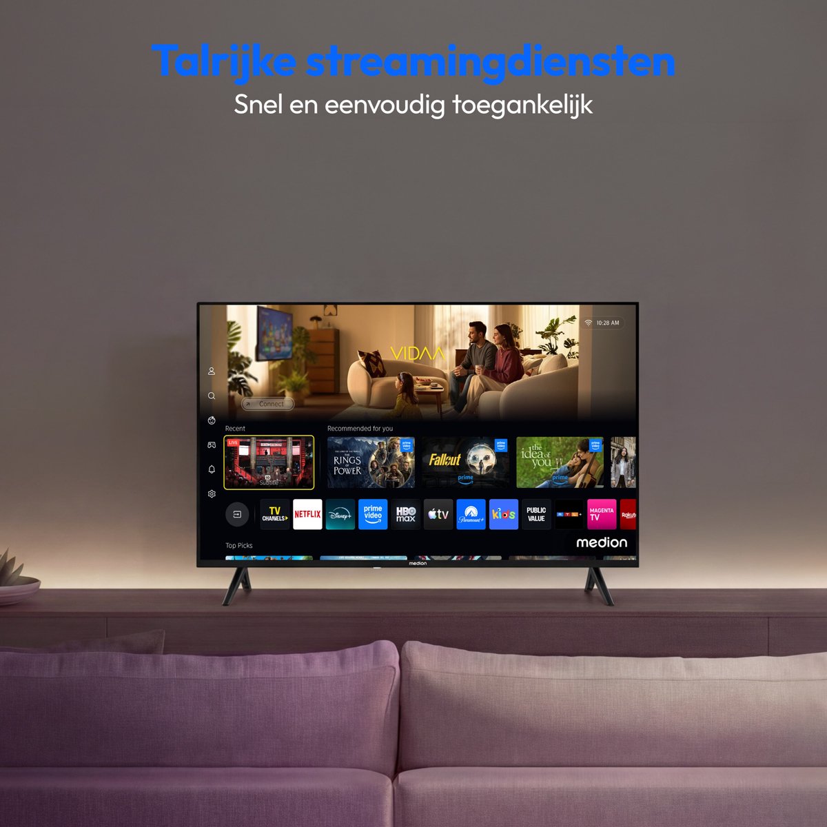 MEDION 108 cm (43 inch) Full HD-televisie (Smart-TV, VIDAA Store, Prime Video, Disney+, DAZN, Paramount+, HbbTV, PVR, HD Triple Tuner, MD 843102) thumbnail 5