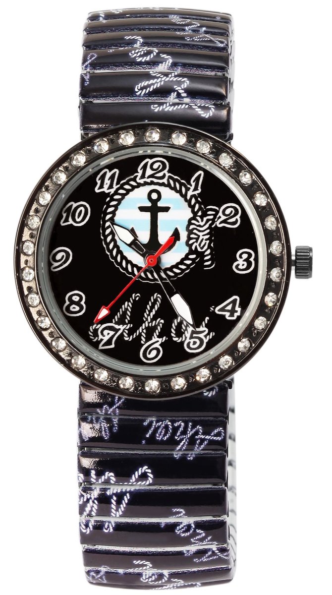 DONNA KELLY dameshorloge roestvrij staal 1700071 Dameshorloge, trekband, imitatieleer, maritiem, veelkleurig