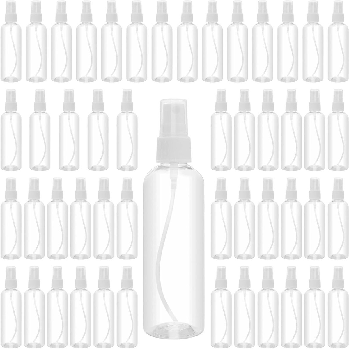 120ml Plastic Sprayflessen - 50 Stuks Duidelijke Reiscontainers met Caps voor Parfum, Cosmetica en Vloeistoffen