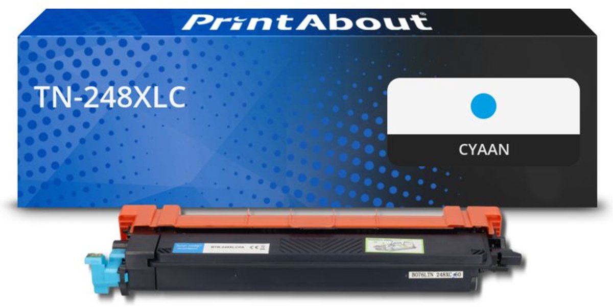 PrintAbout huismerk Toner TN-248XLC Cyaan Hoge capaciteit geschikt voor Brother