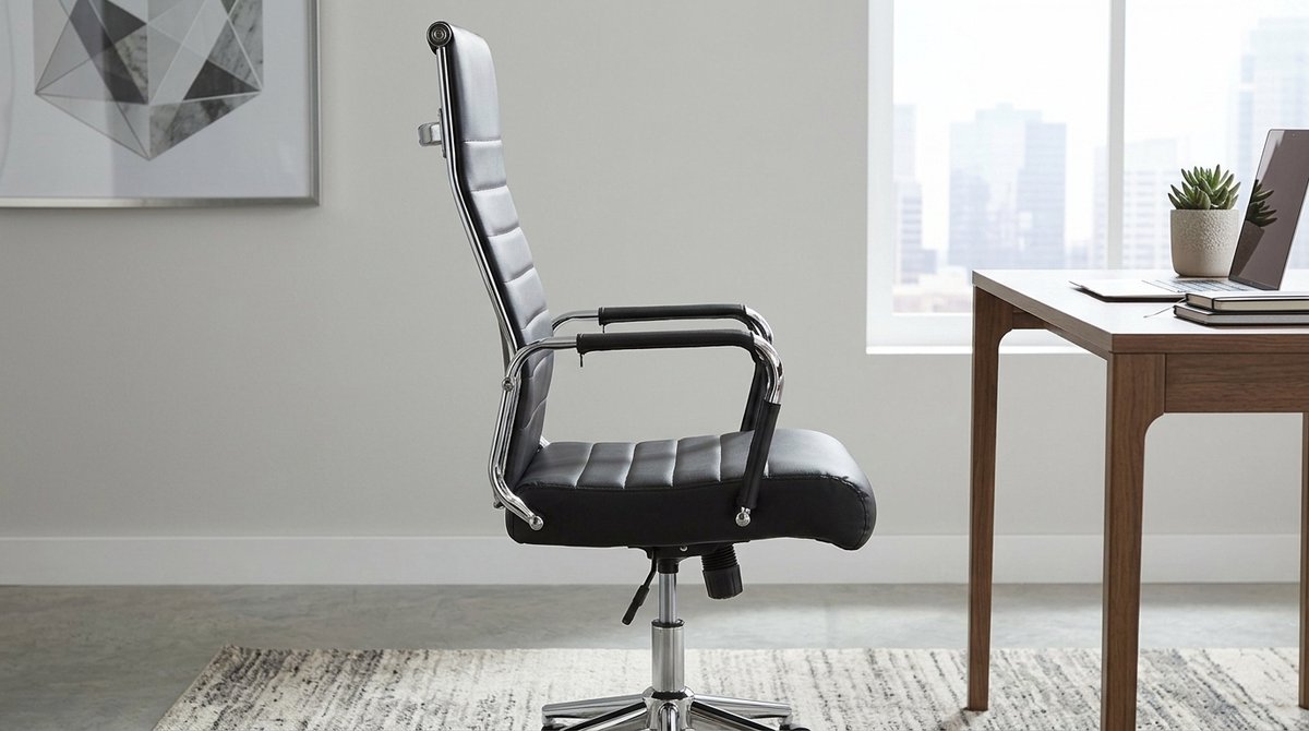 Bureaustoel Ergonomisch Kunstleer Zwart – House&Garden Executive Pro Directiestoel met Armleuningen, Verstelbare Hoogte, Kantelfunctie, Draaibaar op Wielen, Luxe Kantoorstoel voor Thuiswerkplek en Bureau – Tot 150 kg