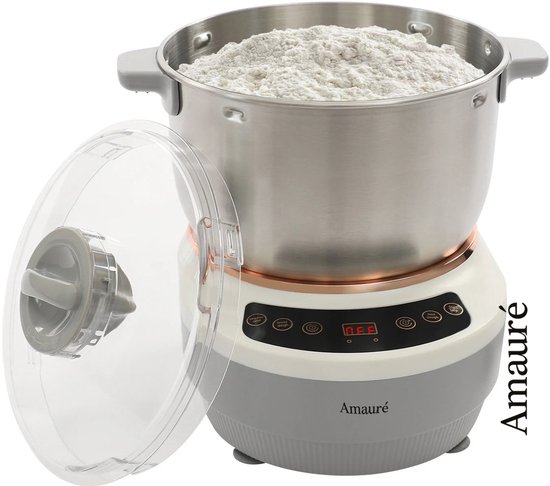 Amauré Deeg kneedmachine - 5L - Mixer met Gisting Functie - Deegmachine - Keukenmachines - Keukenmixer - Keuken machine -25-38 ° C - Wit