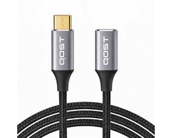 Qost - USB-C Verlengkabel - USB-C 3.2 - 1 Meter - Spacegrey - 100W / 4K 60Hz