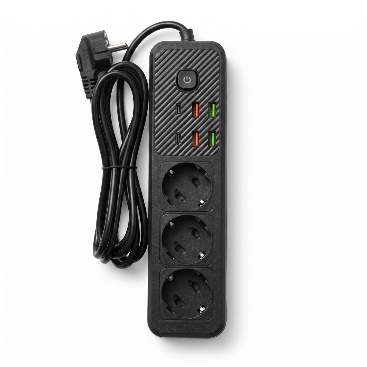 Oneproduct Stekkerdoos met USB Zwart - 3 Stopcontacten - 4 USB-A - 2 USB C - 2 Meter