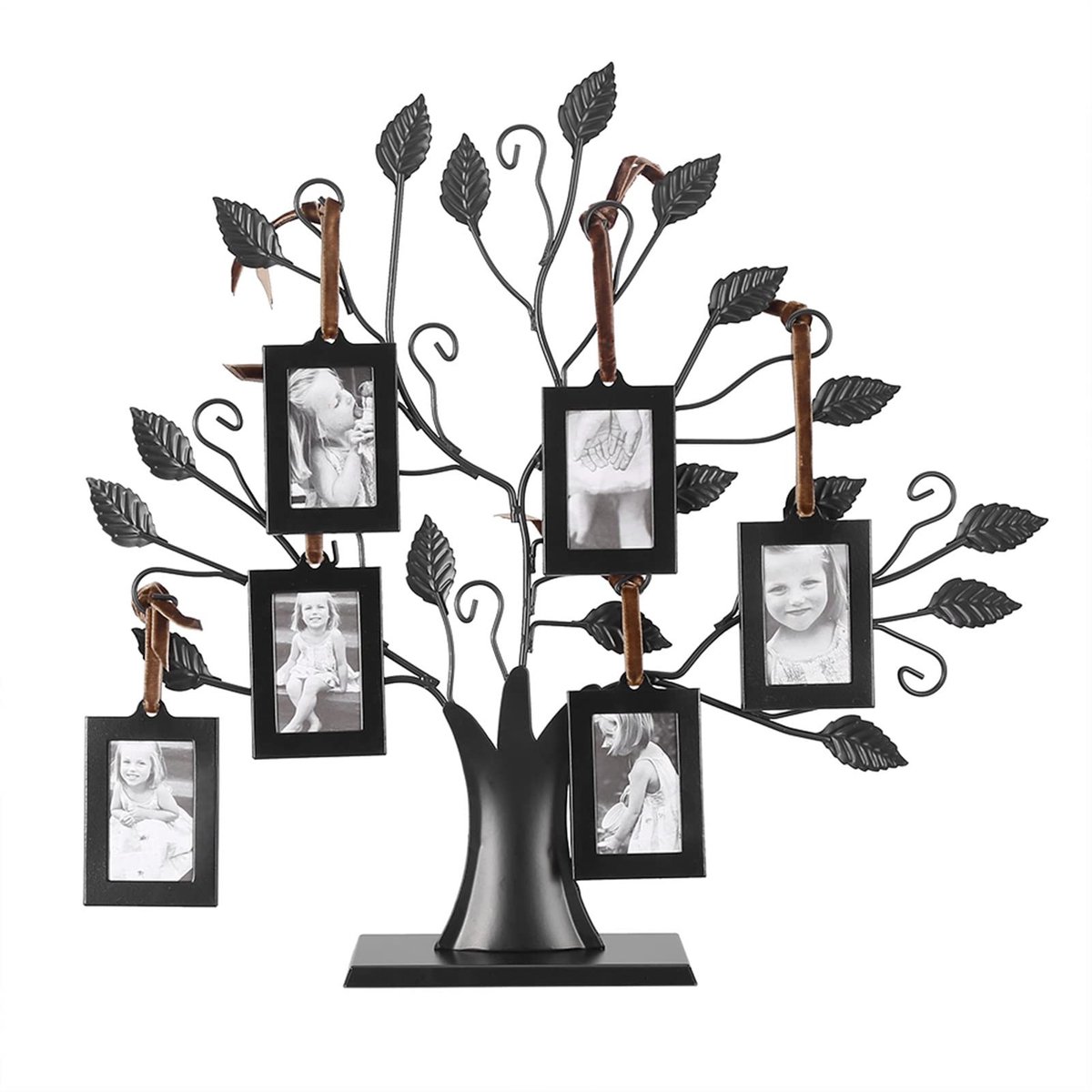 Cosensi- Fotolijst - Fototentoonstellingsboom met 6 hangende Fotolijsten - Verstelbare Kwastjes - Hoogwaardig Metaal - Decoratie voor Feesttafel - Fotohouder