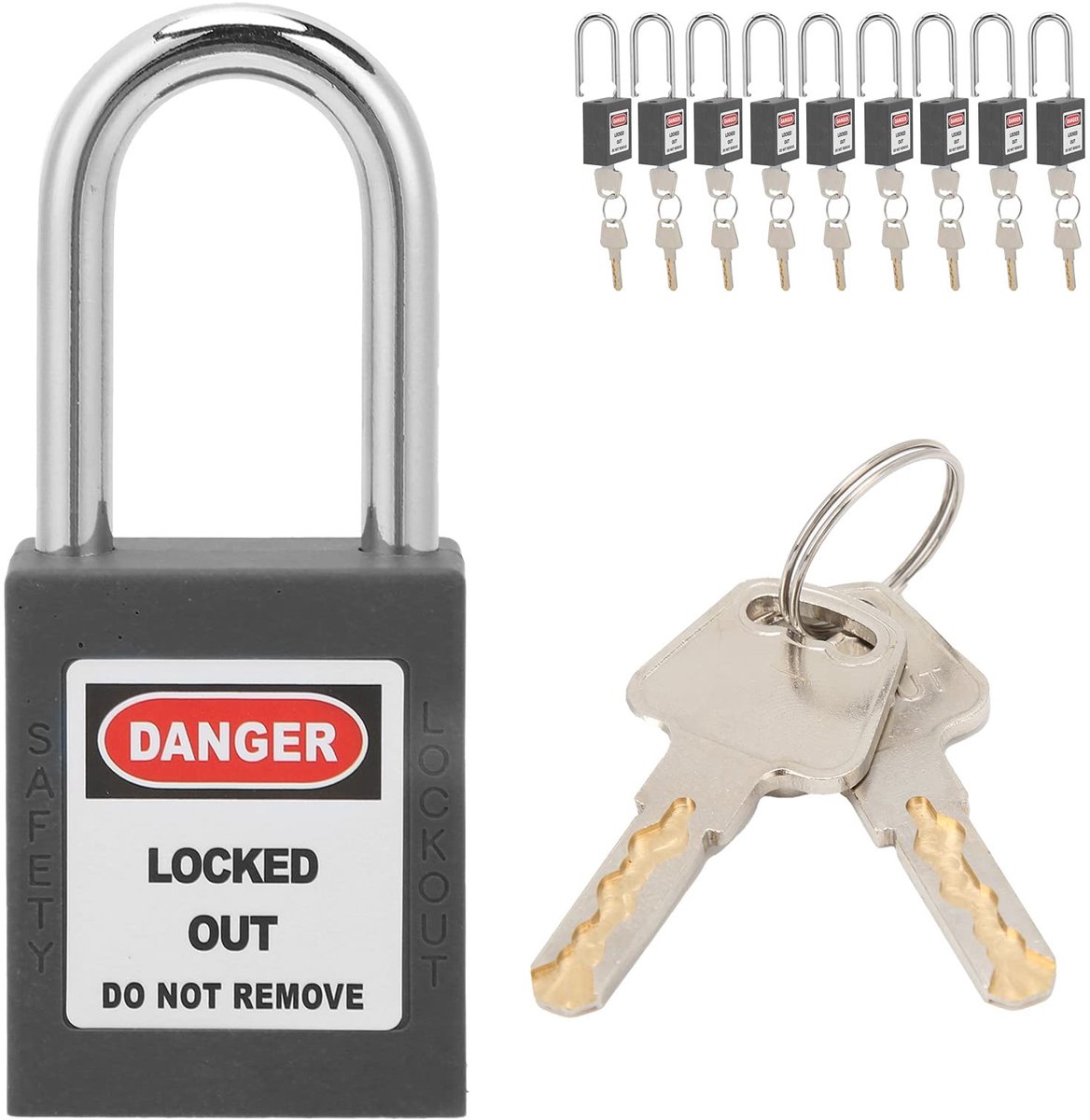Cosensi- Veiligheidsslot 10 Sets - Stalen Vergrendelingsbalk - Schokbestendig - Versterkt Nylon - Beschrijfbaar Etiket - Temperatuurbestendig - Hangslot