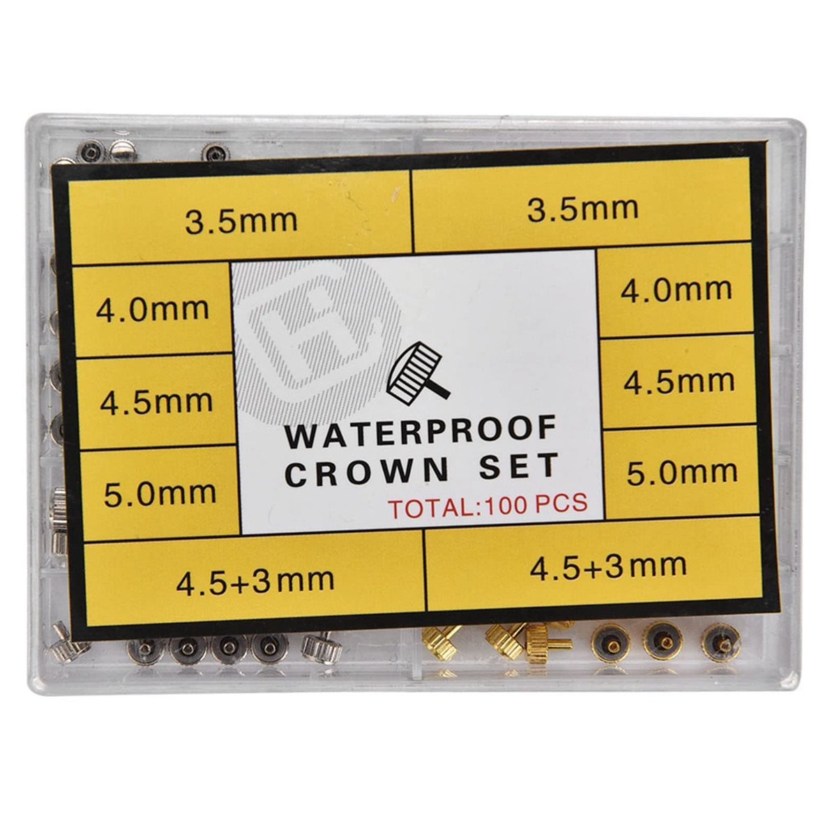Dailygoods- Horlogekroon Vervangingsset - 3,5 Mm/4,0 Mm/4,5 Mm/5,0 Mm/7,5 Mm - Roestvrij Stalen Onderdelen - Draagbare Reparatietool - Reserveonderdelenkit - Horlogeonderdelen