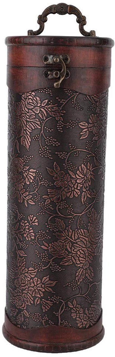 Cosensi- Wijnkist Elegante Europese Stijl - Houten Opbergdoos - Voor Enkele Fles - Decoratief Ornament - 34x11,5x11cm - Wijnopbergdoos