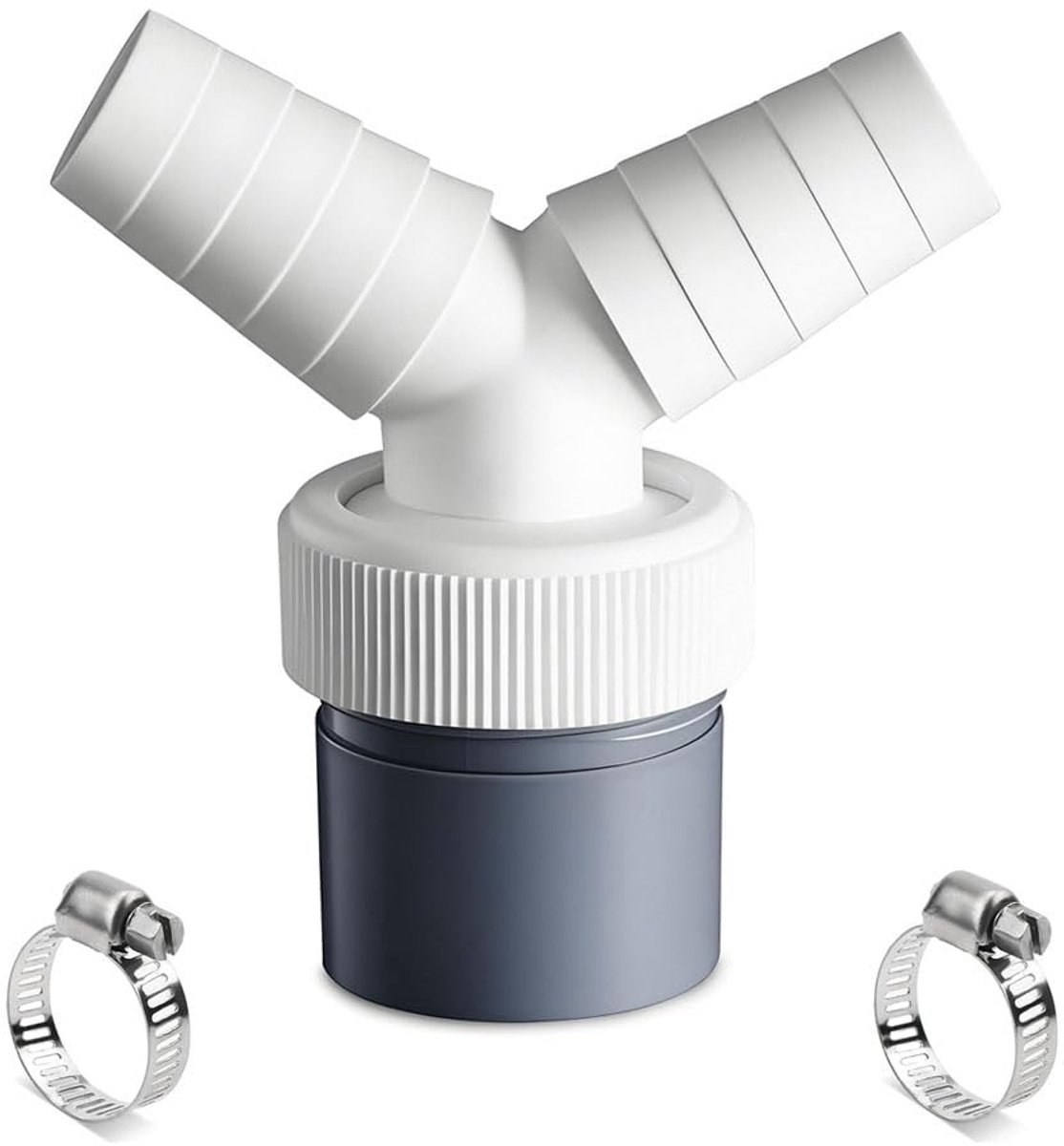 Dailygoods - Y-Adapter Afvoer voor Vaatwasser en Wasmachine - 40mm met 2 Slangklemmen