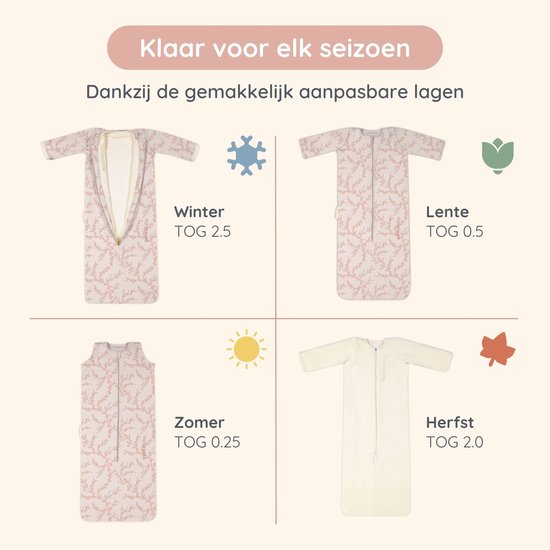 Puckababy Slaapzak 4 Seizoenen Baby - Zomerslaapzak en Winterslaapzak (6m-2,5j) - TOG 0.25 tot TOG 2.5 - Blossom van Puckababy — afbeelding 3