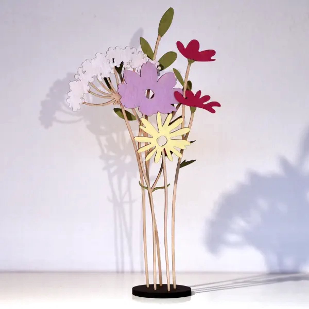 Als je van bloemen hout - Houten Bloemen - set van 5 bloemen