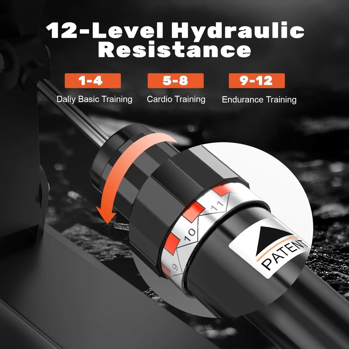 Afbeelding 2 van Opvouwbare Roeimachine - Full Body Workout - Home Trainer - Hydraulische Weerstand - Opvouwbaar - LCD Scherm - 1-12 Weerstandsniveaus - Veilig - Stabiel