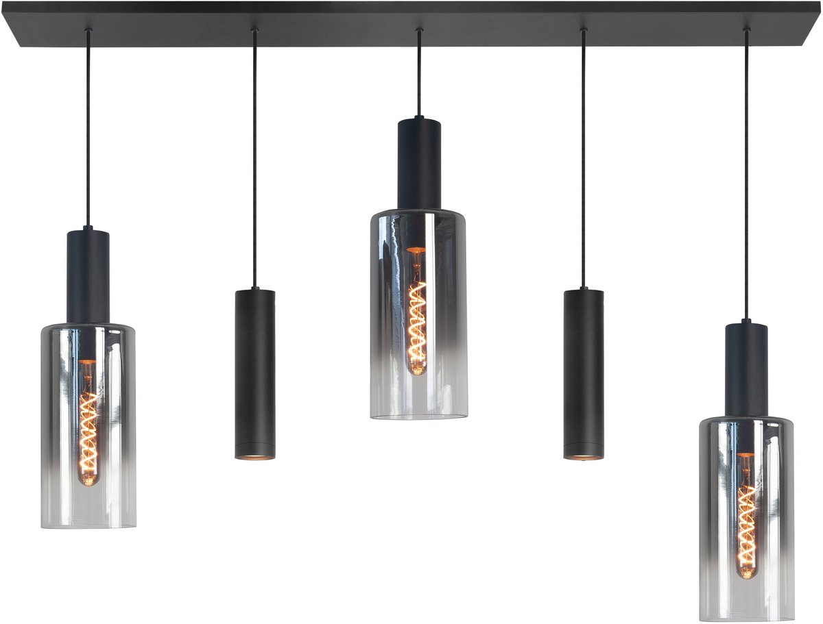 Highlight Hanglamp Perugia 3+2 lichts L 120 cm zwart rook