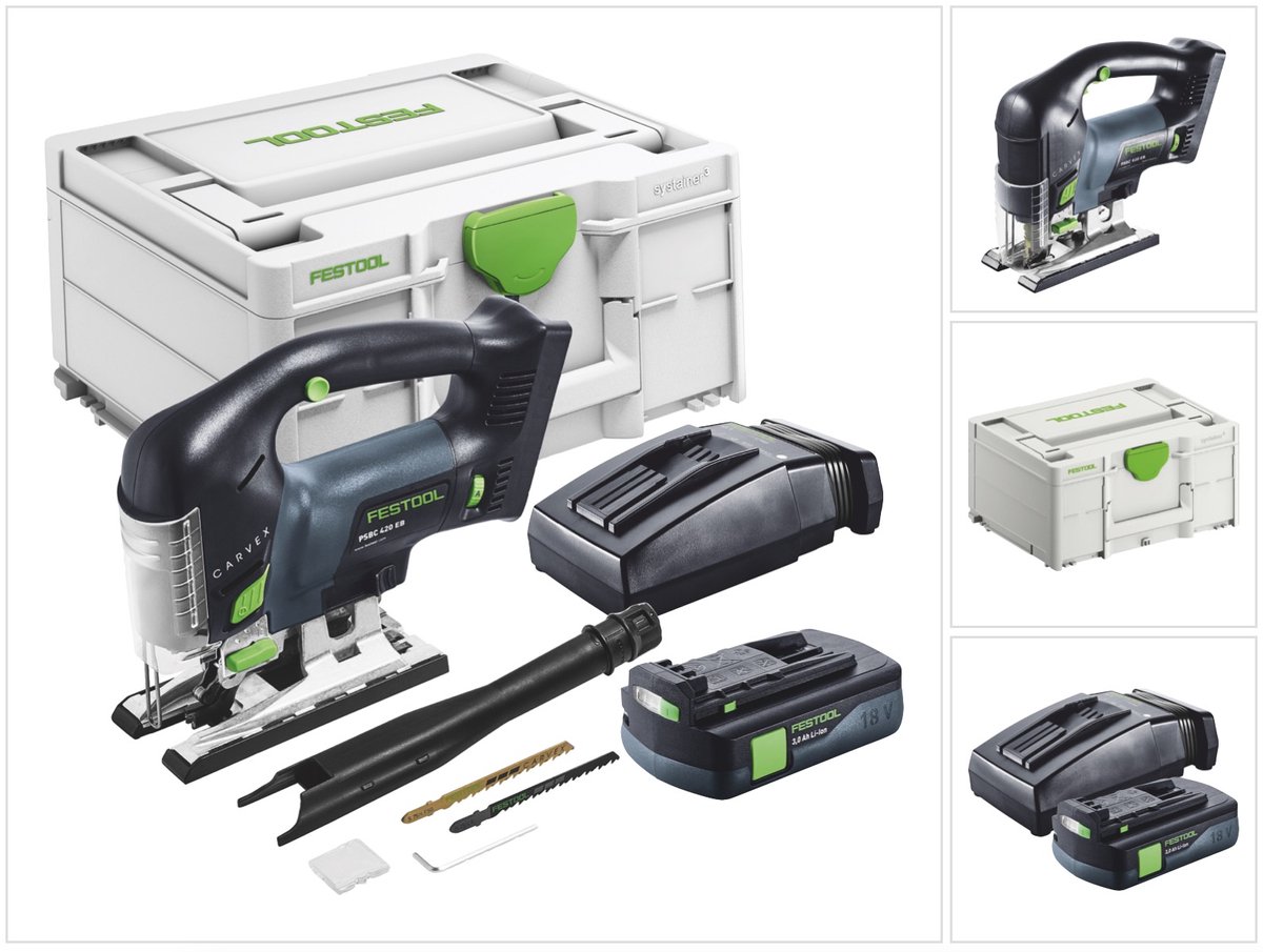 Festool CARVEX PSBC 420-Basic accu-pendeldecoupeerzaag 18 V 120 mm borstelloos + 1x accu 3.0 Ah + lader + systainer