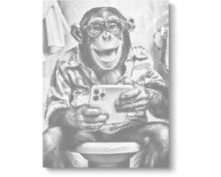 Singe sur les toilettes | Peinture par points | 40x50 cm | Toile lâche | Peinture au Diamond et Peinture par numéro alternative | Peinture en pointillé | Cadeau