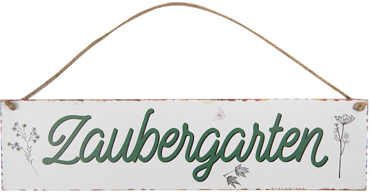 Clayre & Eef Tekstbord 40x10 cm Wit Metaal