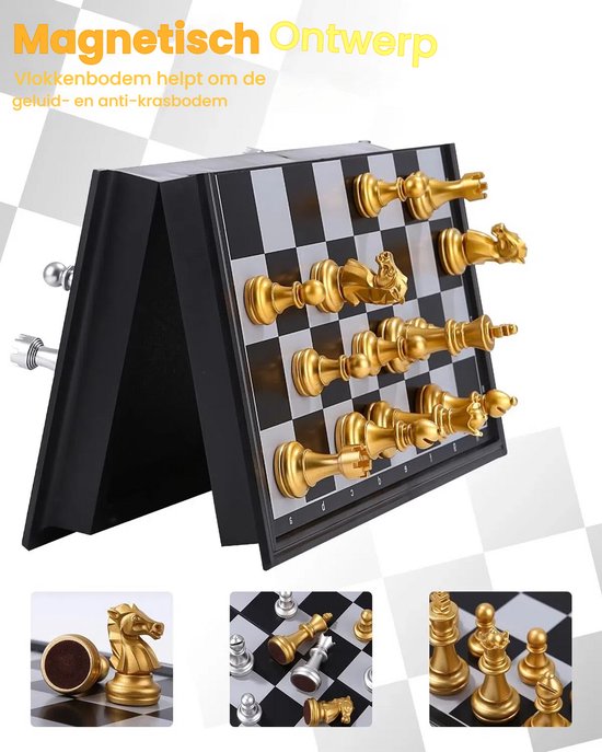 Jeu D'Échecs Magnétique Portable Avec 25 Pièces - Échiquier Stratégie Pour Famille Et Voyages