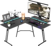 Bol.com Aufun Hoekbureau - Gaming Bureau - 120x73x50 cm - L-vormig - Game Bureau met LED Verlichting - Incl. Monitor Standaard C... aanbieding