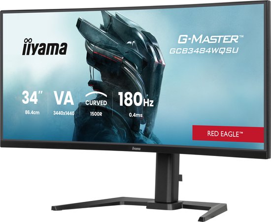 iiyama G-Master GCB3484WQSU-B1 Red Eagle - 34 inch - WQHD - VA - 180 Hz - Verstelbaar - Curved