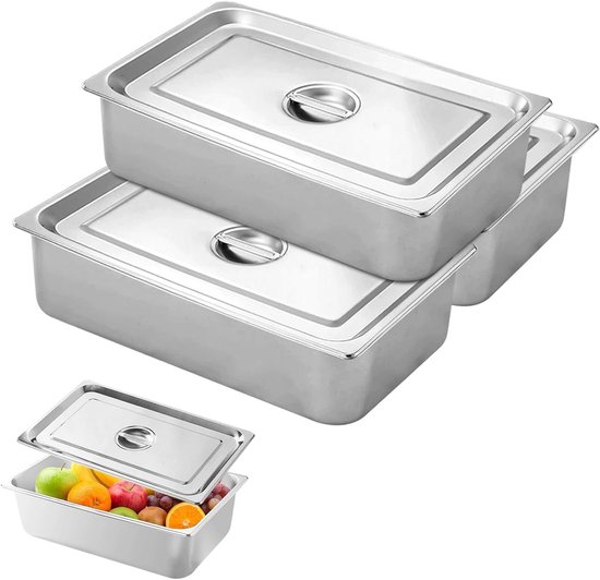 Paneerschalenset 3-delig van roestvrij staal - Stapelbare set voor het paneren van Paneerschalenset 3-delig van roestvrij staal - Stapelbare set voor het paneren van