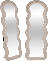 SensaHome Miroir sur Pied Tapissé - Miroir pleine longueur Velours Daim - 160x60cm - Wit Crème