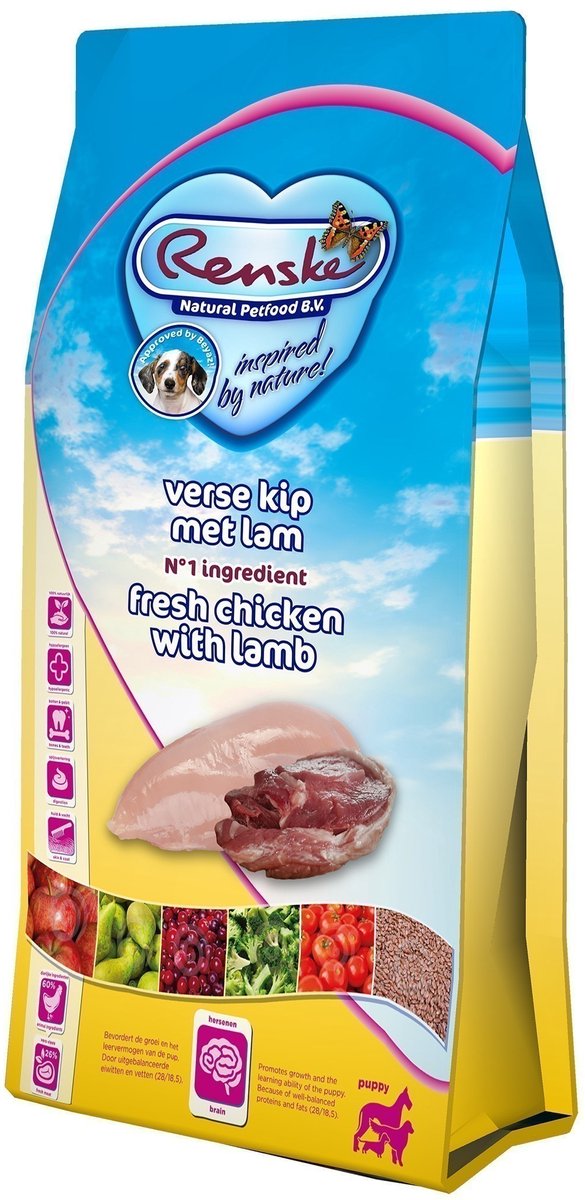 Renske Super Premium Puppy kip met lam hondenvoer 2 x 12 kg