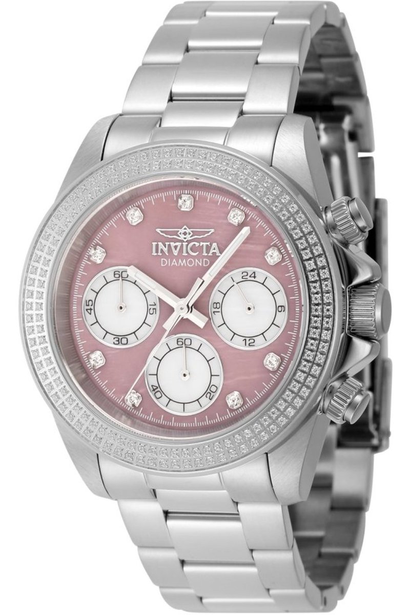 Invicta Elite Diamond 48756 Dames Horloge - Waterdicht - Analoog - Quartz Uurwerk - Roestvrij Staal met parelmoeren Wijzerplaat - 38mm - Met 169 diamanten