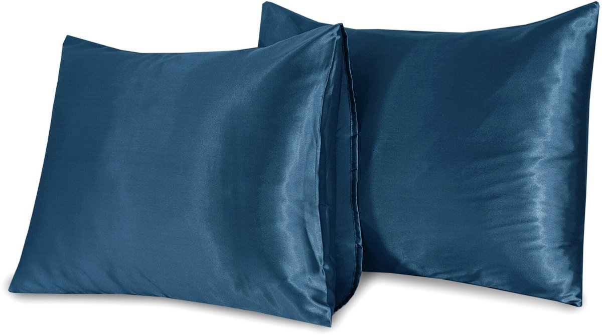 Beauty Silk - Satijnen Kussenslopen - Set van 2 stuks - 60 x 70 cm - Petrol - Glans Satijn