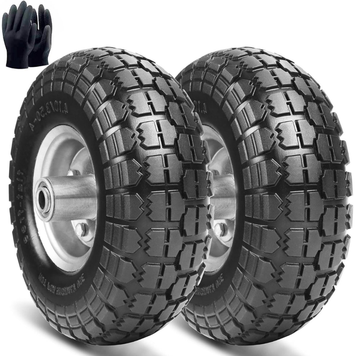 GTB® Steekwagenwielen - Steekwagen - Luchtband Rubber - Zwart en Zilver - 27cm x 27cm x 20cm
