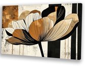 Abstracte bloemen in aardetinten - Bloem muurdecoratie - Canvas schilderijen natuur - Art Deco - Muurdecoratie industrieel - Kunstwerk - canvas 120x80 cm