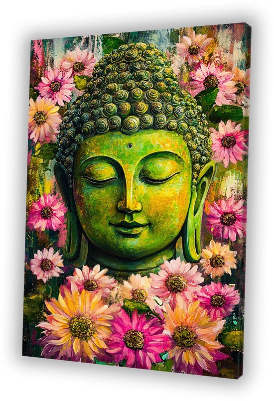 Canvas ART schilderij Boeddha | Bruin, Grijs, Wit