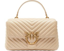 PINKO Handtas Schoudertas Love Lady Puff Classic CL Sheep Nappa Chevron Beige - Smoke Grey - Antique Gold