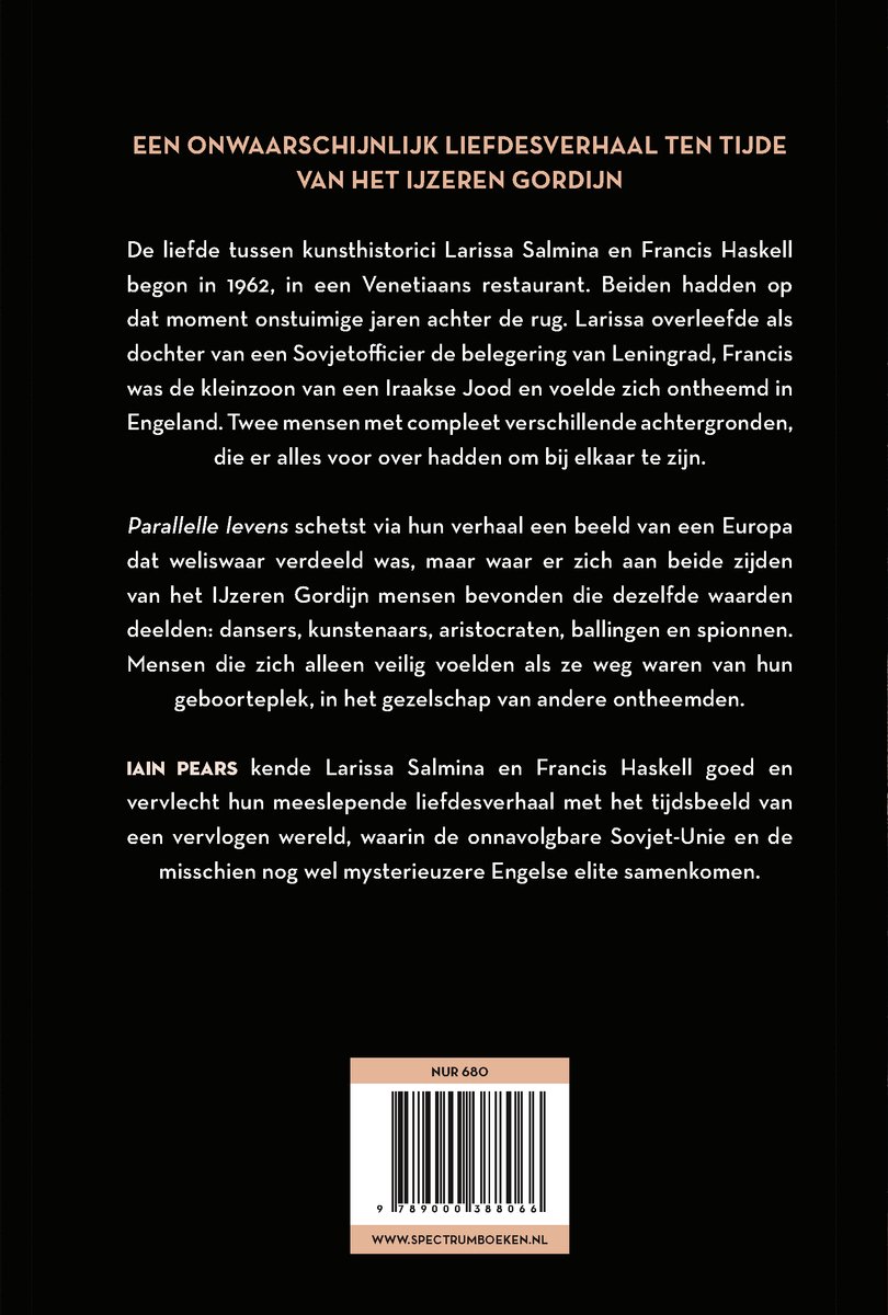 Boekomslag met tekst 'Een onwaarschijnlijk liefdesverhaal ten tijde van het IJzeren Gordijn' en ISBN.