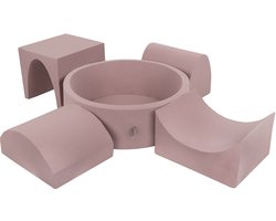 KiddyMoon Foam speeltuin PPZP-OK30D-135 met ballen heide: bruin-koper-pastel-beige-blauw-haar zwembad 300/groef/tunnel/ramp L/semi-glijbaan