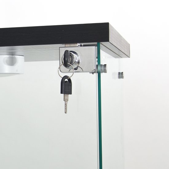 Vitrine en verre avec LED, Vitrine moderne avec 4 étagères en verre ESG, Vitrine de collection pour Bar, Salon, 164 x 42,5 x 36,5 cm, Zwart