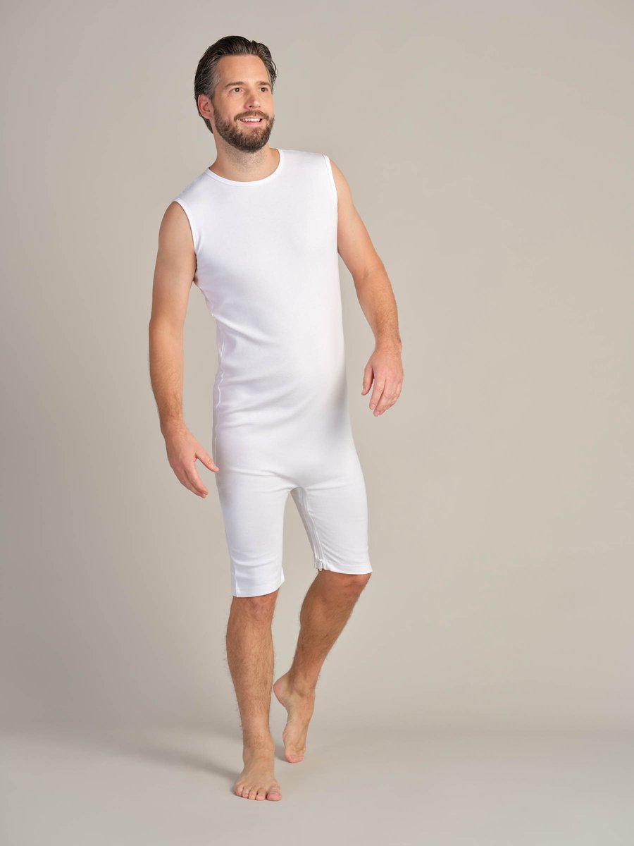 Goedkoopste Body voor volwassenen | Rugritssluiting | Rits in het kruis | Wit | XXXL (dames / heren