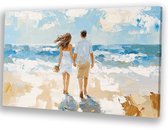 Couple romantique sur la plage - Décoration murale Romance - Œuvre d'art de plage - Impressionnisme - Peintures Classique - Décoration de bureau - toile 150x100 cm