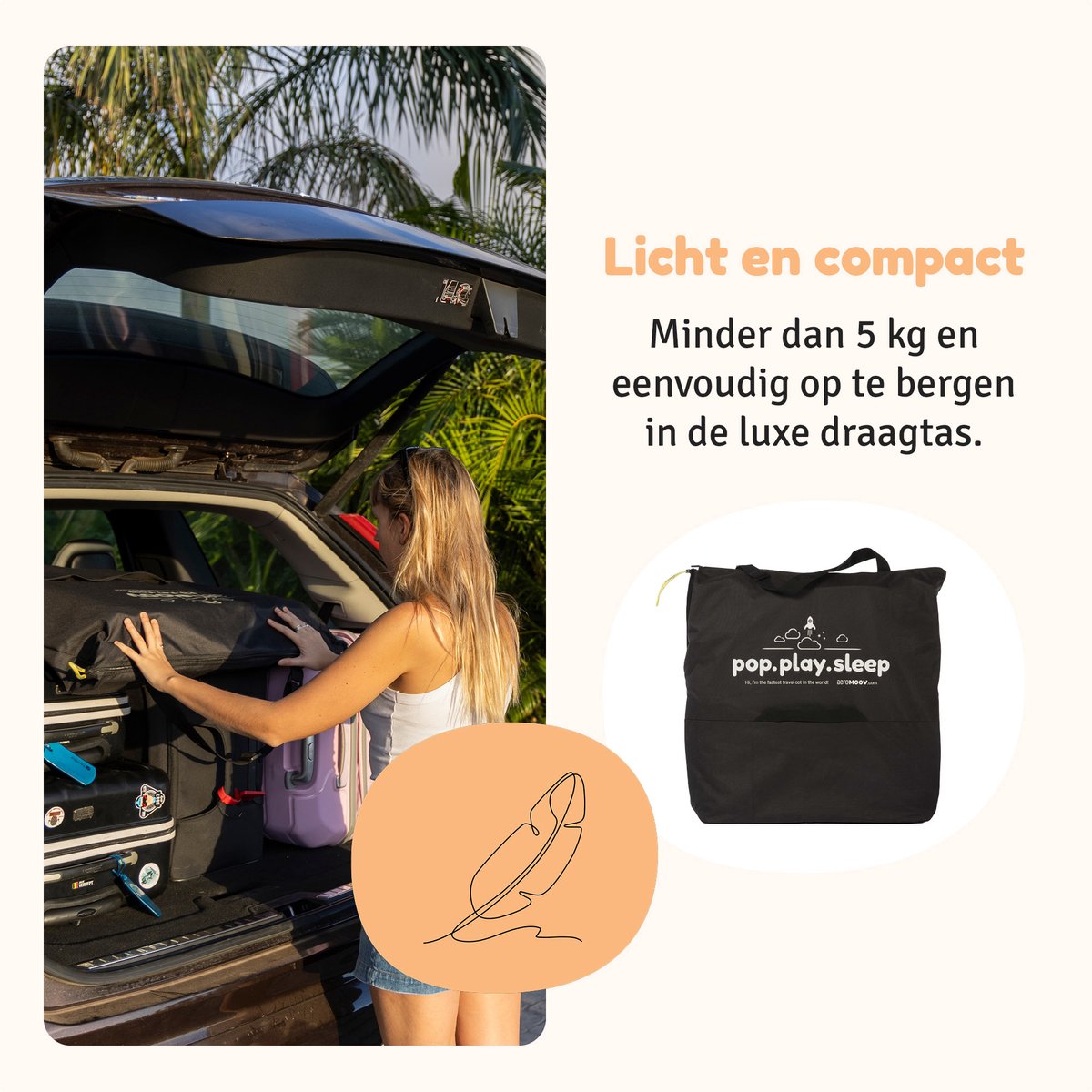 AeroMoov Campingbedje / Reisbedje met matras - Opgezet in 2s thumbnail 5