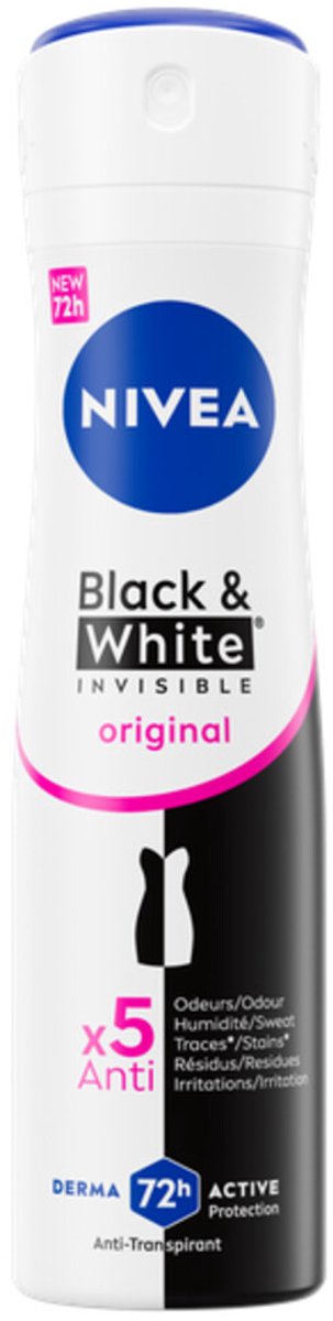 Goedkoopste 3x Nivea Deodorant Spray Invisible For Black & White Clear 150 ml