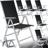 tectake® - 6 pièces - chaise de jardin 7 positions, pliable, structure en aluminium, assise et dossier en textilène