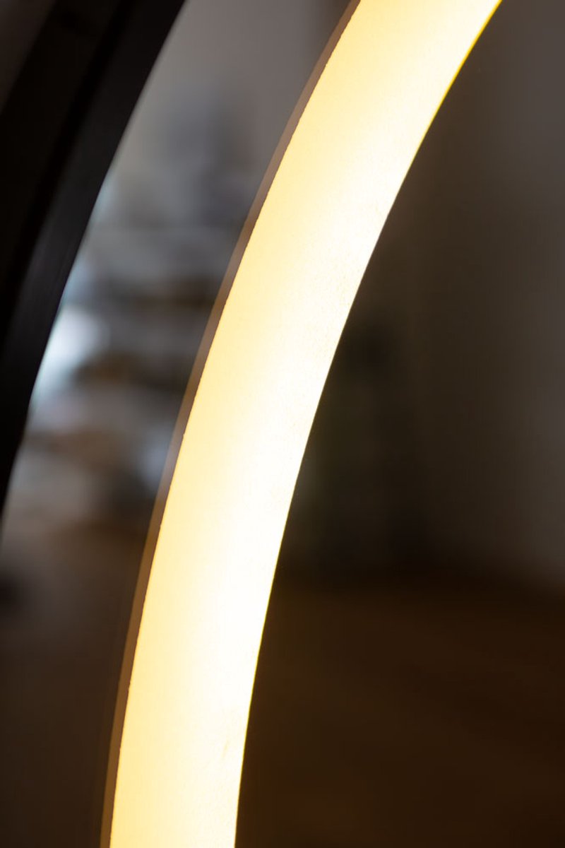 VL Home Led ronde spiegel 80Ø met touch sensor, aluminium zwart frame